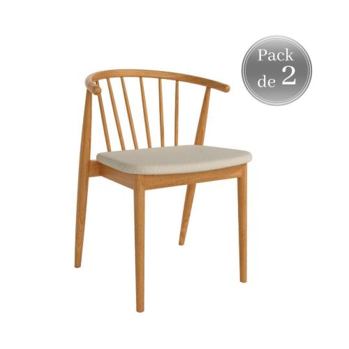 2 Sillas de Madera Natural Tapizadas KILI