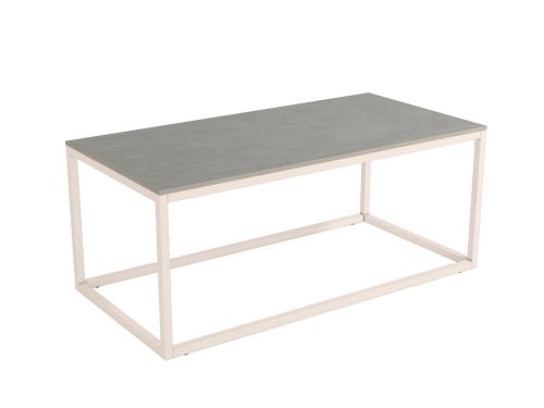 Mesa centro con estructura metálica marfil y sobre porcelánico acabado piedra BALEAR