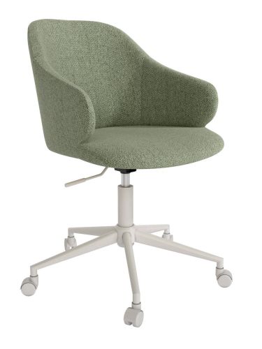 Silla giratoria tapizada con patas metálicas blancas ZURICH