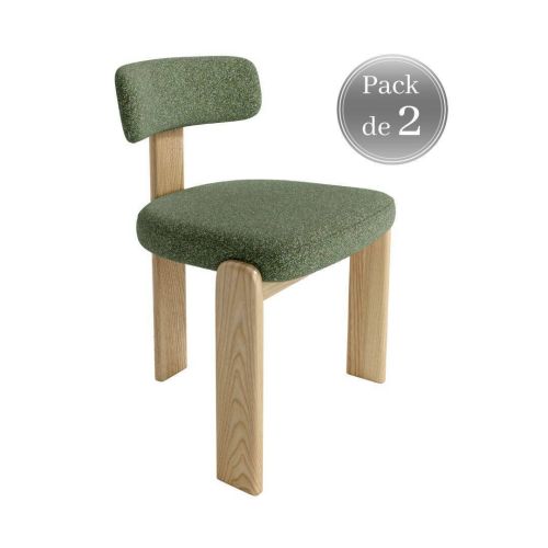 Juego de 2 Sillas de Comedor Tapizada Patas Roble NORI