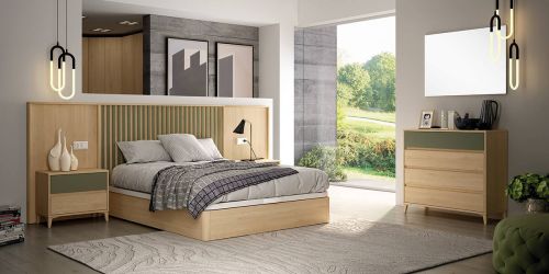 Dormitorio de Matrimonio sin Canape en color Roble / Oliva GHIO 17