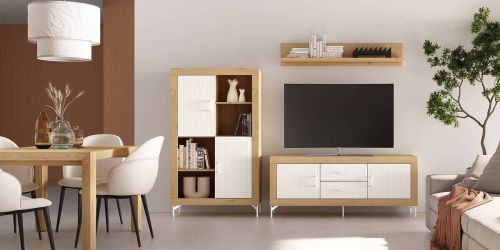 Conjunto de Salón MOON EVO Acabados en Roble, Blanco y Grafito de Melamina Nº 44