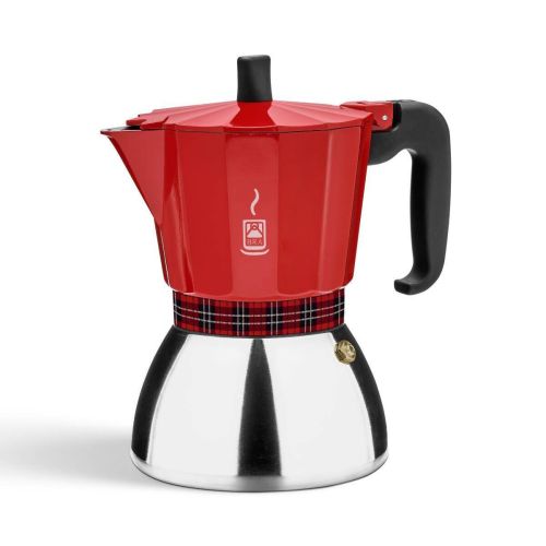 Cafetera Italiana 12 Tazas Inducción Roja BRA DELUXE A170620