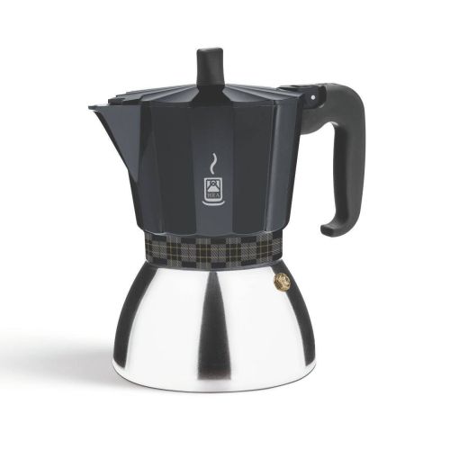 Cafetera Italiana 3 Tazas Inducción Negra BRA DELUXE A170623