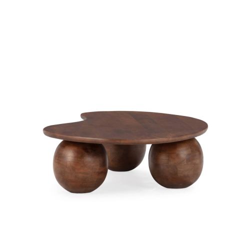 Mesa de Centro de Madera de Mango Marrón con Patas Esféricas ALISHA