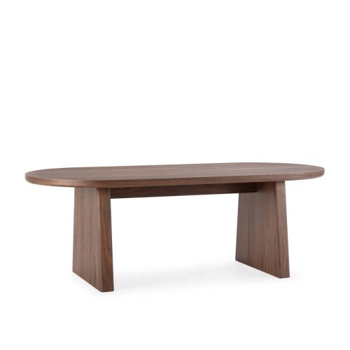 Mesa de Comedor Ovalada de 220 cm con Acabado Nogal y Patas de Panel BLAIR