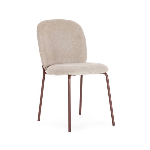Silla de Comedor Tapizada Beige con Patas Terracota DAIA 19913