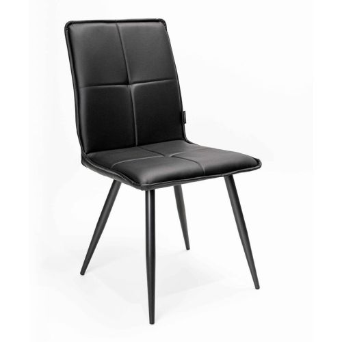 Silla de Comedor Tapizada en Ecopiel y Acero Negro CANDELA