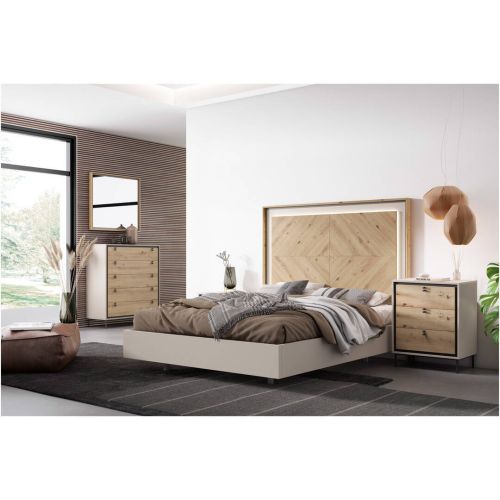 Dormitorio de Matrimonio sin Armario en Acabado Amazonas/Gris Coco K2