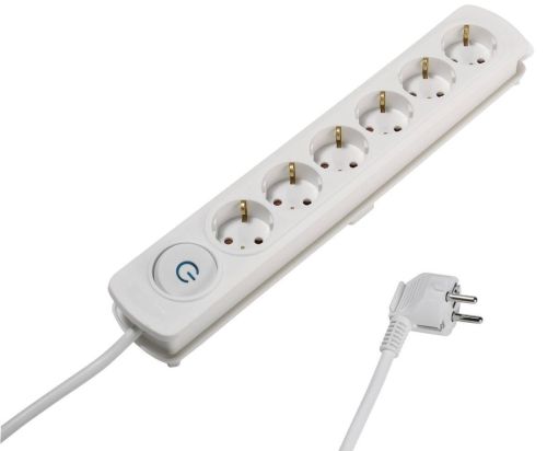 Regleta 1x6 Schuko 2,5 M Blanco VIVANCO EKLS6W25 37649