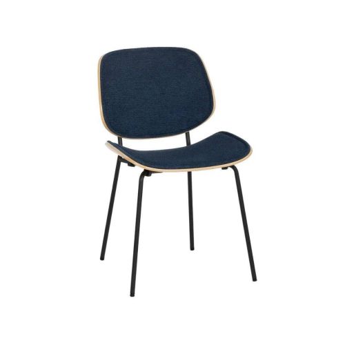 Silla de Comedor Tapizada de Color Azul Marino 609458