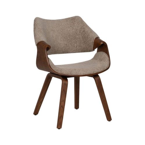 Silla Beige con Asiento Acolchado y Respaldo de Madera Natural 61 cm 612642