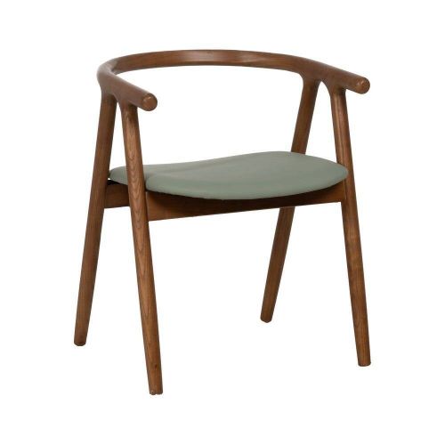 Silla Verde-Marrón con Asiento en Símil Piel y Estructura de Olmo 47 cm 613757