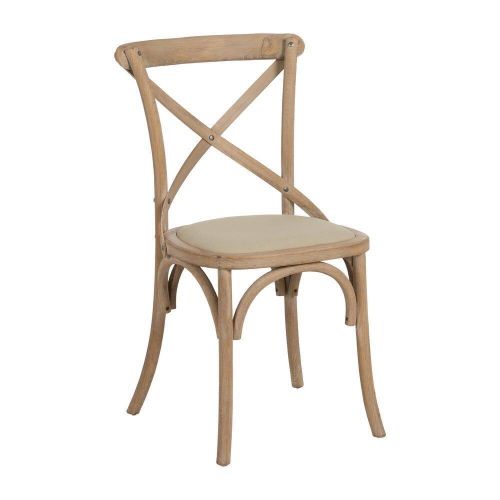 Silla de comedor beige con estructura de madera natural de 44 cm 613830