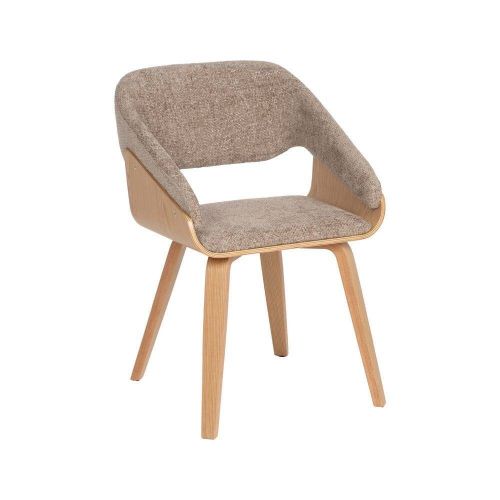 Silla de Madera y Tejido Color Marrón-Beige 614598