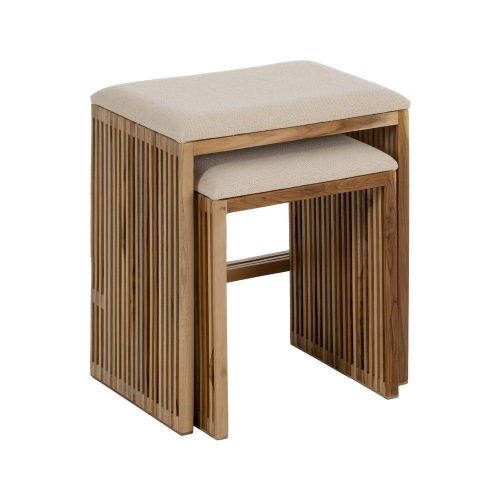 Set 2 Banquetas Altas de Madera de Teca Natural Reciclada 614742