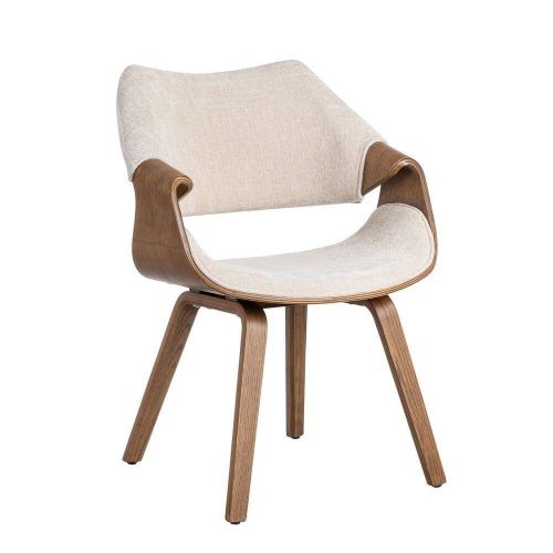 Silla de Comedor de Madera Curvada Tapizada color Crema 615339