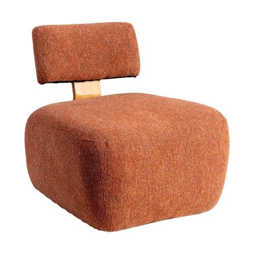 Sillón Tapizado Jaspeado Color Teja de Madera Nórdico 615253