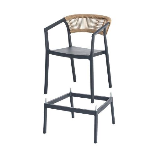 Taburete de Cocina Contract con Respaldo de Cuerda Poli Color Antracita 616273