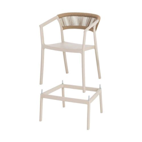 Taburete de Cocina Contract con Respaldo de Cuerda Poli Color Crema 616274