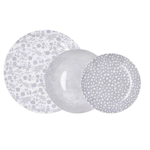 Set de 12 Platos de Porcelana Aquilea Bidasoa QUID Diseño en Color Gris y Blanco 5426010