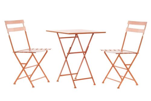 Conjunto de Balcón de Metal con Mesa más 2 sillas plegables en coral MB-177412