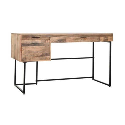 Escritorio de Madera de Mango con Cajones y Patas Metálicas Negras MB-200180