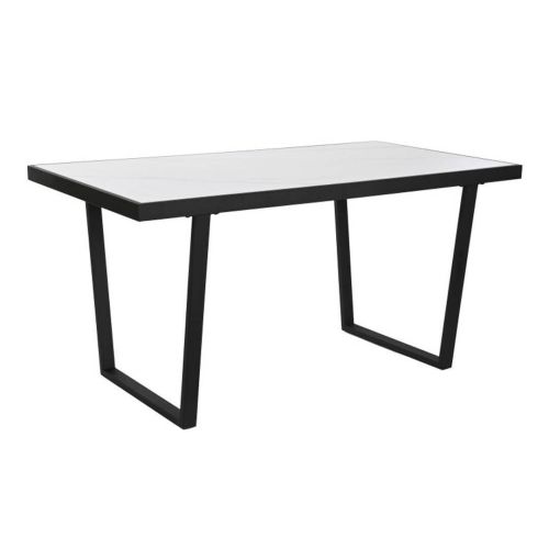 Mesa de Comedor de Metal y Piedra Sintetizada Color Blanco y Negro MB-208952