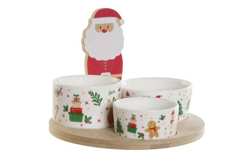 Set de Aperitivo de Gres y Bambú Papa Noel NV-207018