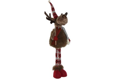 Figura Decorativa Reno con Esquís en Poliéster Rojo NV-214029