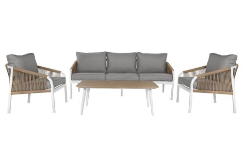 Conjunto de Jardín Estructura de Aluminio Blanco con Cuerda Sintética MB-218296