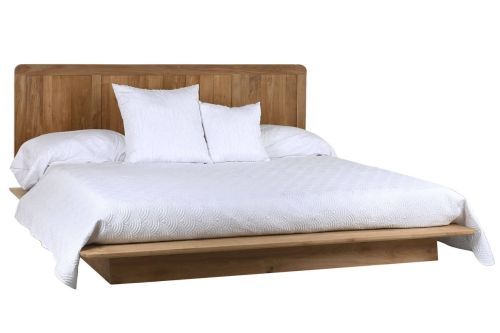 Cama con Cabecero de Madera Teca Natural MB-215339