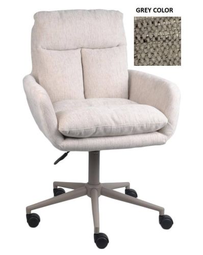 Silla oficina tapizada en poliéster con base metálica y ruedas gris MB-222429