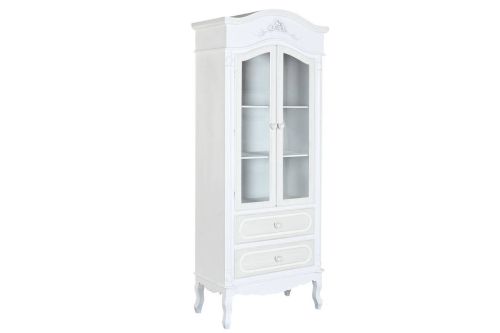 Vitrina de Madera Blanca con Cristal y Cajones MB-220007