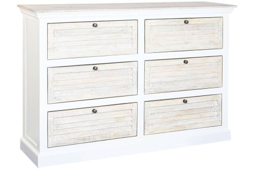 Cómoda de Madera de Mango Blanca con 6 Cajones MB-219427