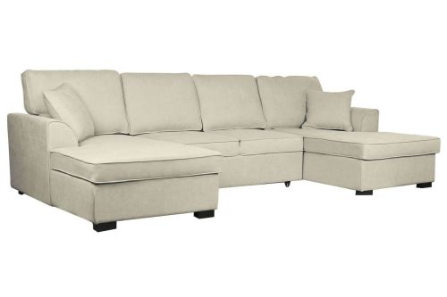 Sofá Cama Chaiselongue en Poliéster Arena con Estructura de Madera MB-218994