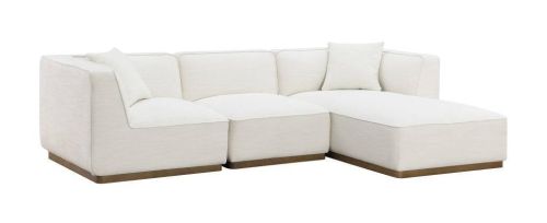 Sofá de Salón en Madera de Hevea Tapizado Crema MB-218995
