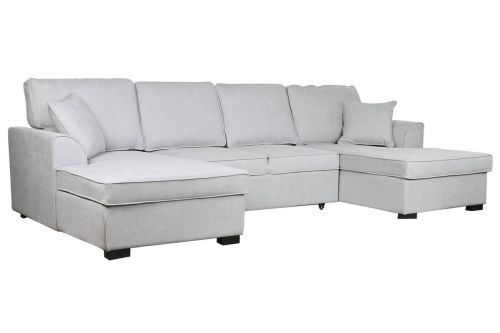 Sofá Cama Chaiselongue en Poliéster Gris con Estructura de Madera MB-211718