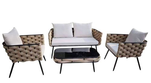 Conjunto de Jardín en Cuerda Trenzada y Metal MB-224636