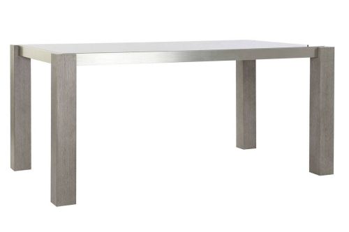 Mesa de Comedor con Cristal Templado Gris y Patas de Roble MB-189169