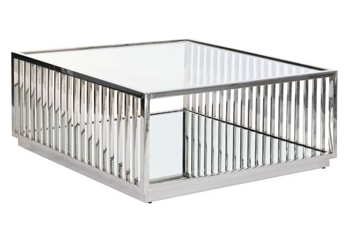 Mesa de Centro de Acero Cromado con Espejo MB-199642