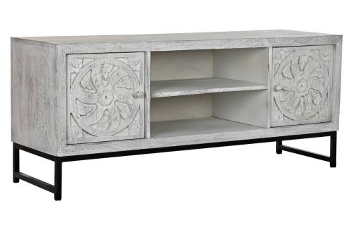Mueble TV de Mango y Metal con Mandala Blanco MB-200028