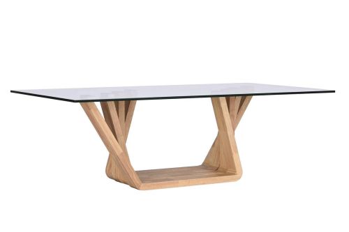 Mesa de Centro Cristal y Madera Nogal 130x70 MB-200105