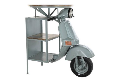 Mesa Alta Industrial de Hierro y Madera de Mango Moto Verde Menta MB-200498