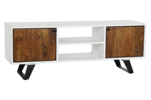 Mueble TV de Madera de Mango Blanco con Patas Metal MB-206320