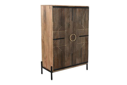 Armario de Madera de Mango Tallado Negro MB-208547