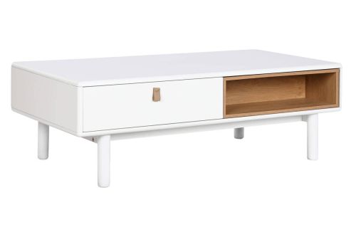 Mesa de Centro con Cajones y Huecos en MDF Blanco MB-211740