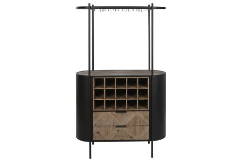 Botellero de Abeto y Metal Negro 90 cm MB-212483