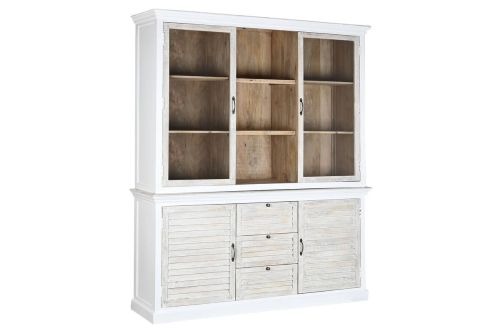 Vitrina de Salón en Madera de Mango Blanca 180 cm MB-213045