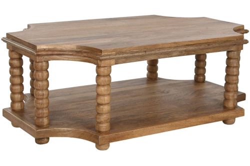Mesa de Centro de Madera de Mango Torneada Natural MB-213711